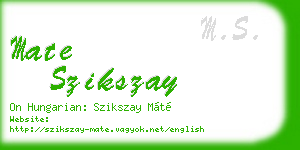mate szikszay business card